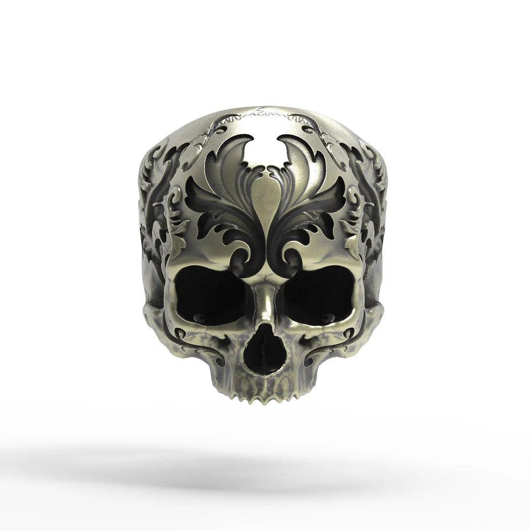 Gold Plated Baroque Skull Ring