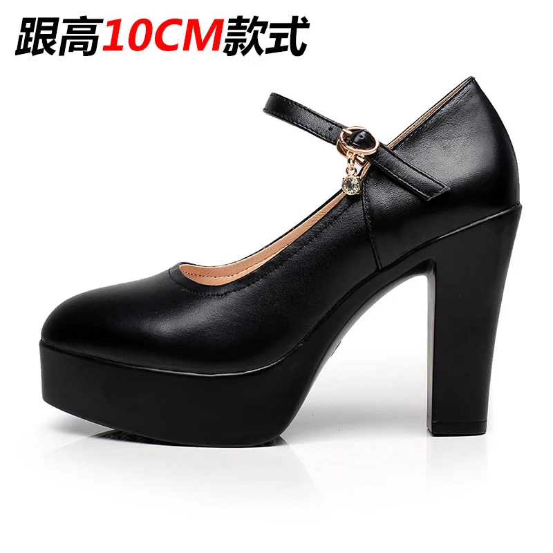 Tanguoant Tanguoant Spring Cheongsam Show Shoes High Heels Thick Heel Waterproof Platform Women's Single Shoes Working Shoes Large Size Women's Shoes