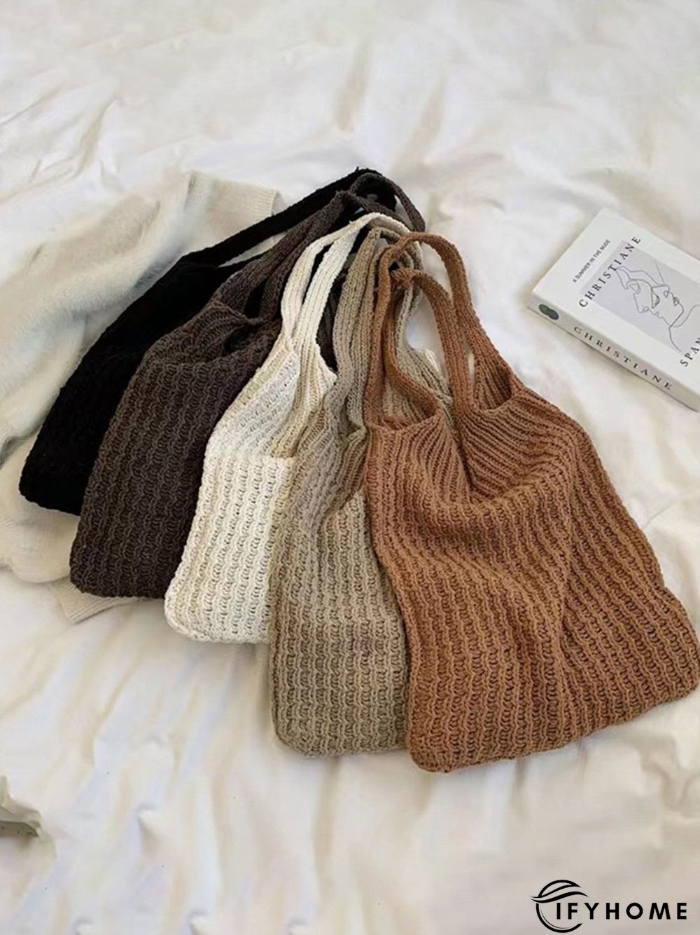 Solid Color Knit Large Capacity Shoulder Bag | IFYHOME