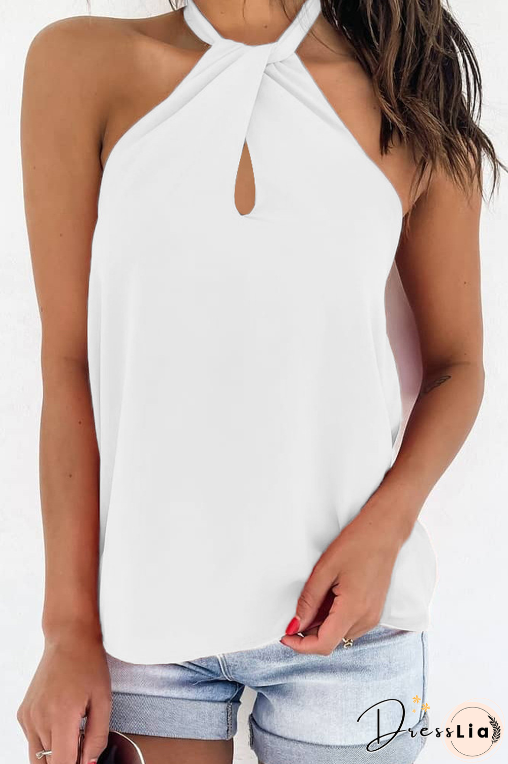 KarliDress Lace-up Halter Top P12608