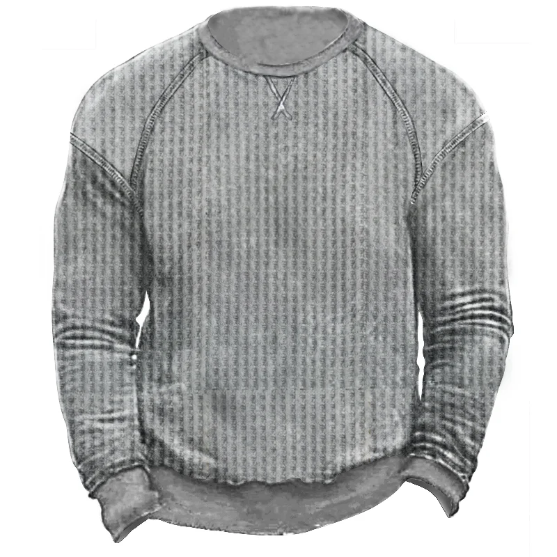 Men's Waffle Knit Pullover Sweatshirt