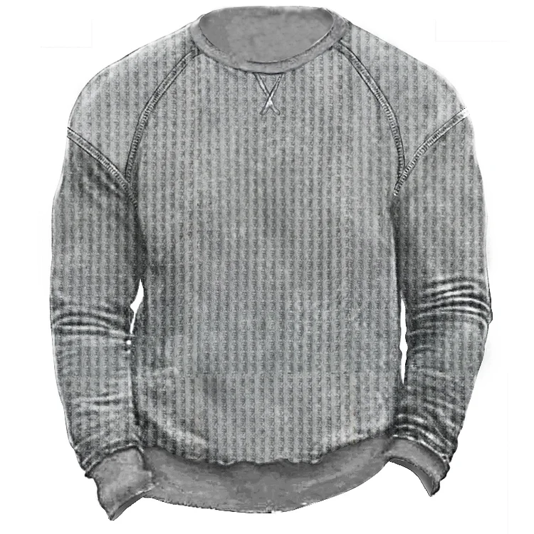 Men's Waffle Knit Pullover Sweatshirt db40