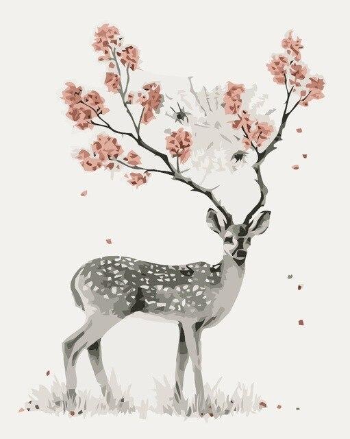 

Deer With Flower Antlers – Paint By Numbers - 40*50CM, 501 Original