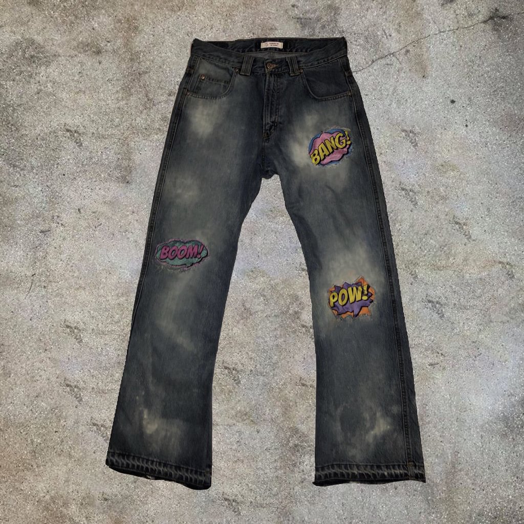 Street comic style printed casual jeans