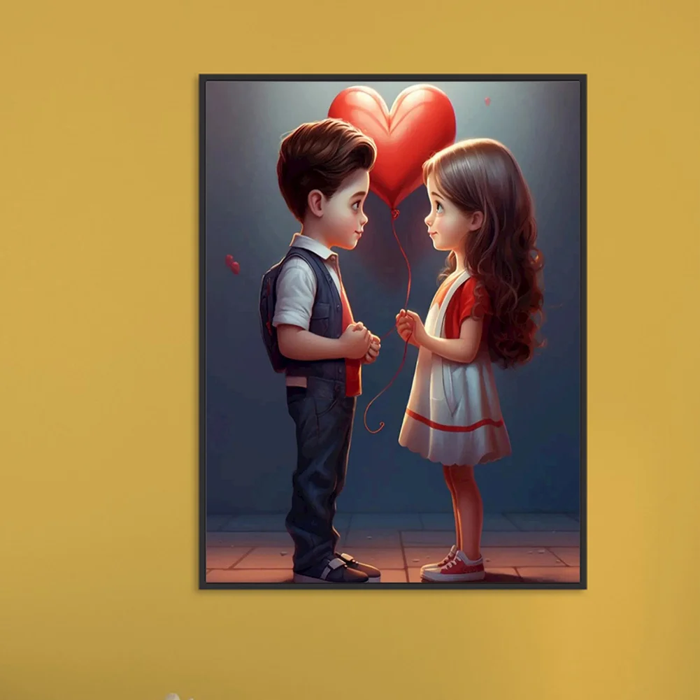 Diamond Painting - Full Round Drill - Kid Sweet Couple(Canvas|30*40cm)