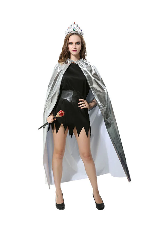 Halloween Cosplay Royal Queen Cloak Adult Woman Costume Silvery-elleschic