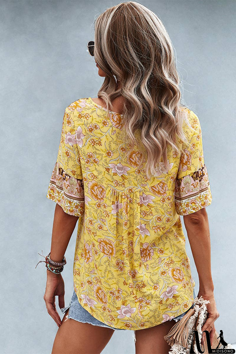 MidiSono - Floral Bliss Short Sleeve Top