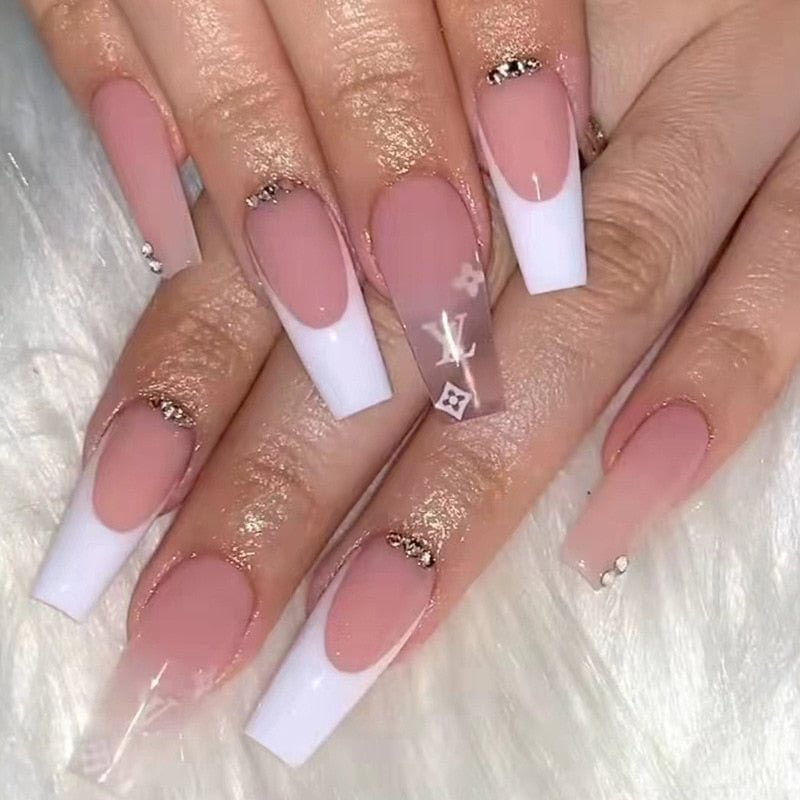 Z273 White French Ombre Nails Set Press on