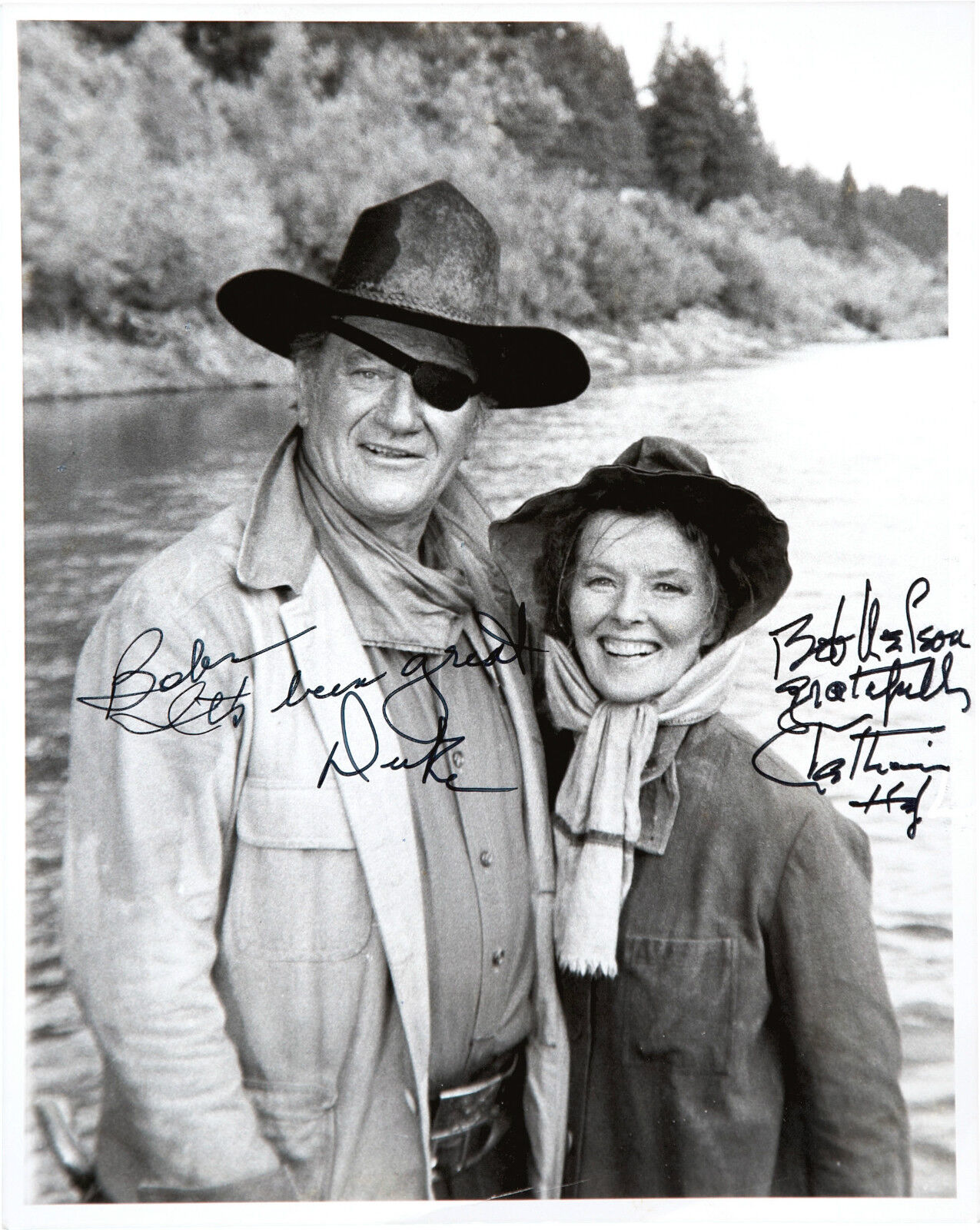 JOHN WAYNE & KATHARINE HEPBURN Signed Photo Poster paintinggraph - Film Actors - preprint