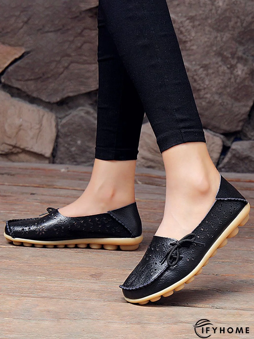 Cowhide Hollow Lace-up Portable Shoes | IFYHOME
