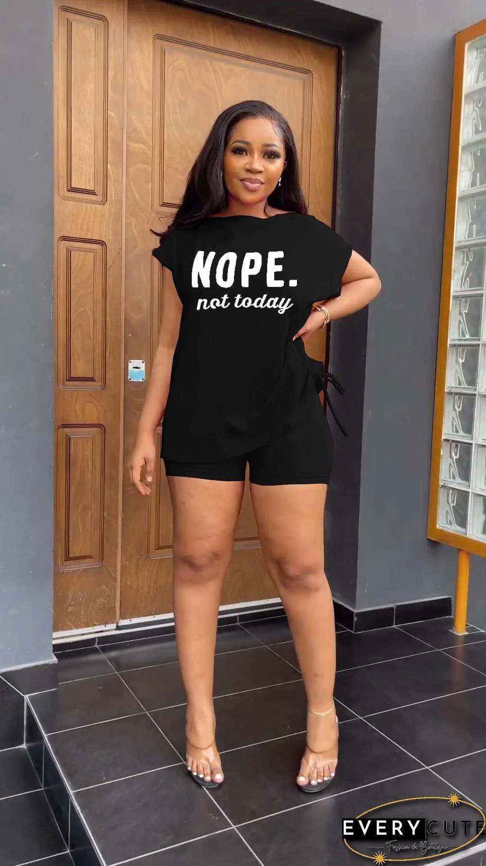 Letter Print Short Sleeve T-shirts Shorts Tracksuit