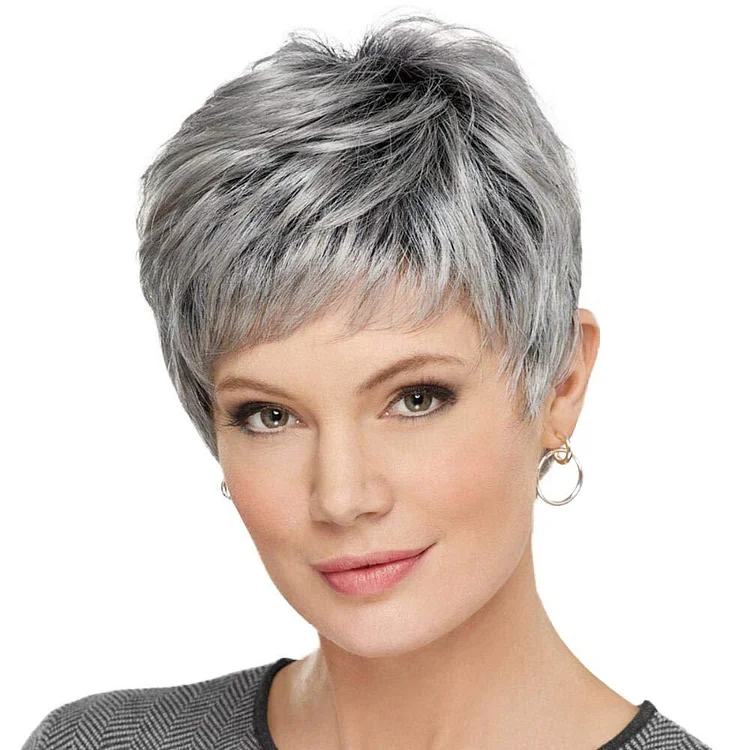 Silver Gray Short Straight Wig VangoghDress