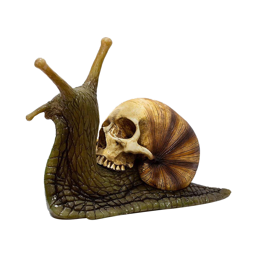 

Snail Skull Sculpture Gothic Statue Patio Halloween Figurine Desktop Crafts, 501 Original