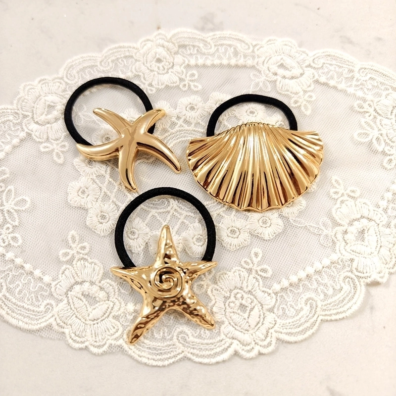 Women’s Classic Style Scallop Starfish Flower 304 Stainless Steel Plating Hair Clip Hair Tie