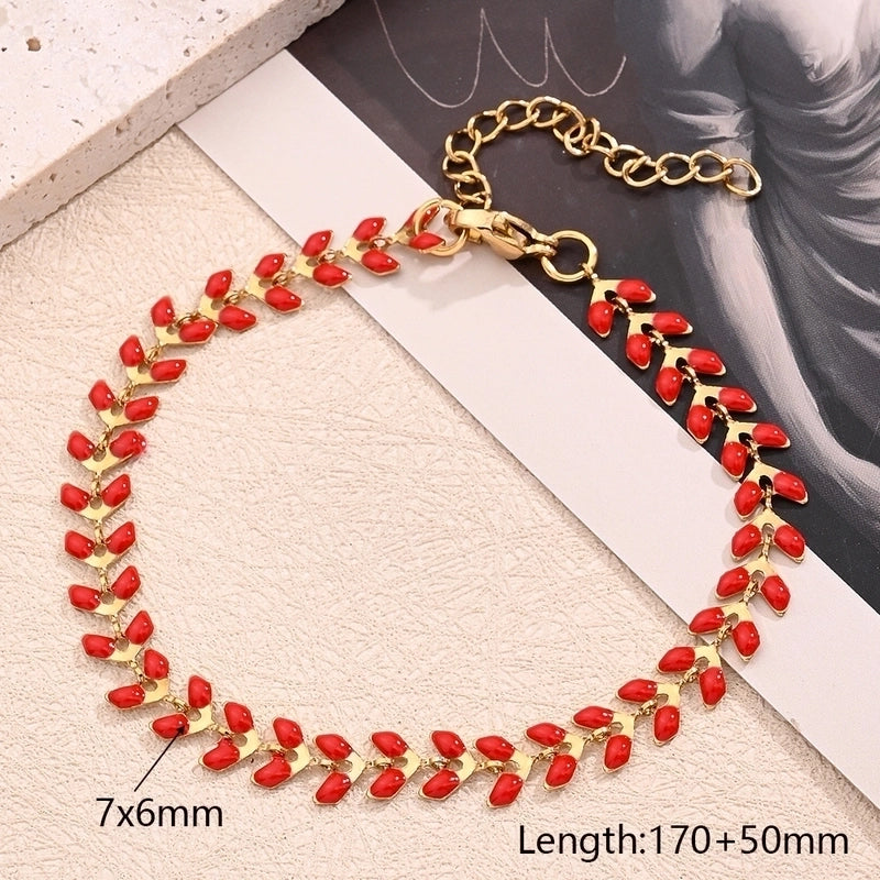Casual Sweet Classic Style Colorful Leaves 304 Stainless Steel 18K Gold Plated Bracelets In Bulk
