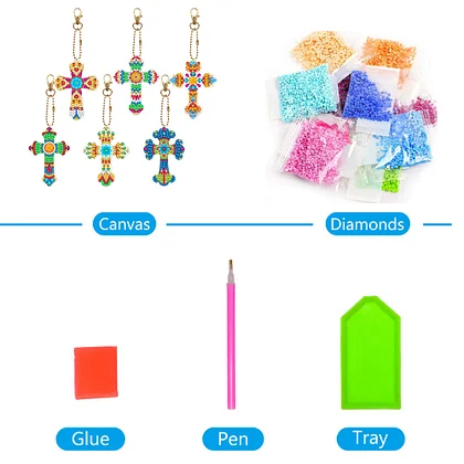 DIY Diamond Art Keychains Cartoon 6pcs (Retro Elements) – everydayecrafts