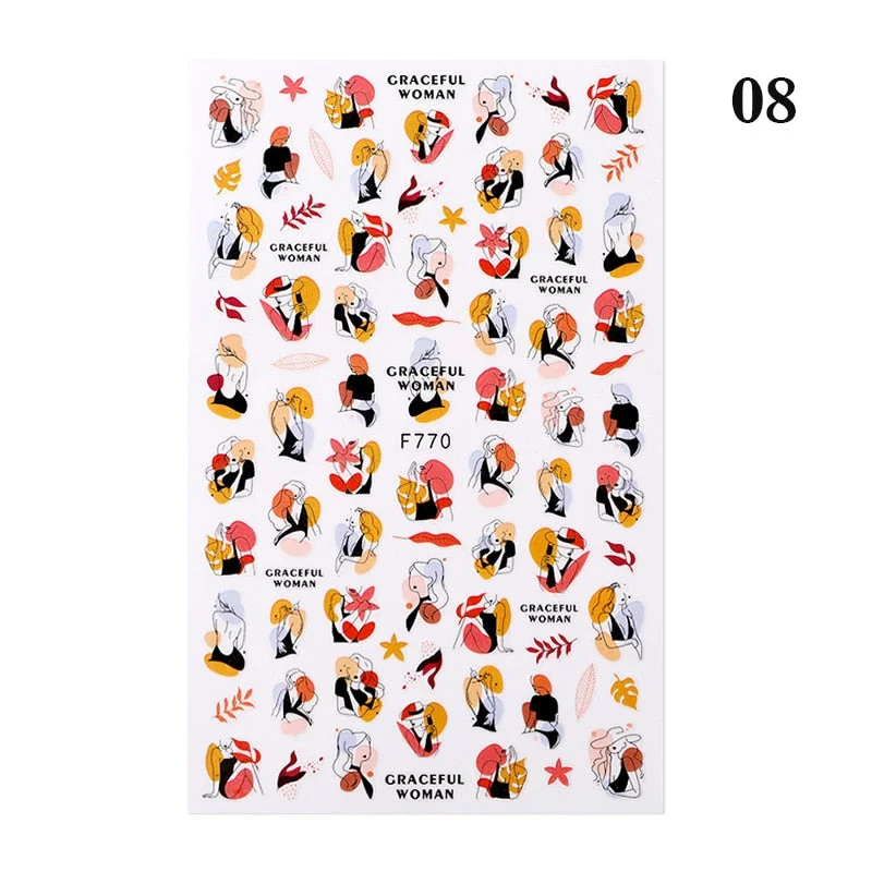 1PC Black White Milk Cow Pattern 3D Nail Stickers Geometrics Lines Leopard Milk Cows Decals Sliders Wraps DIY Decorarion