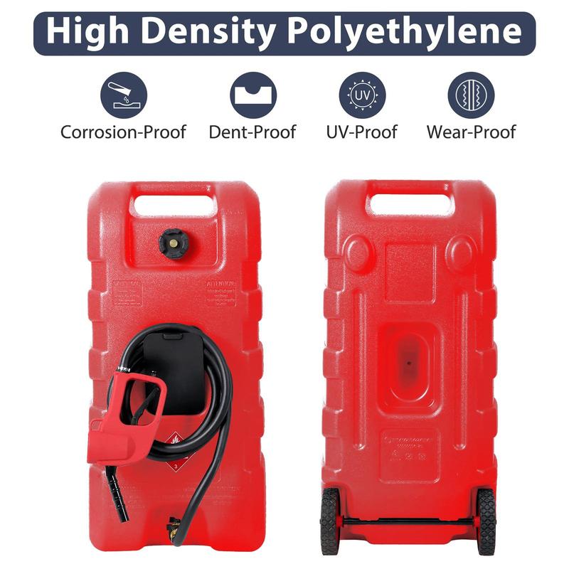 Product Introduction of 【GARVEE】 15 Gallon Portable Fuel Caddy with Siphon Pump and 10ft Hose - Ideal for Gasoline and Diesel Storage on Wheels for Cars, Lawn Mowers, ATVs, and Boats Available in Red, Yellow, and Gray Options. 3