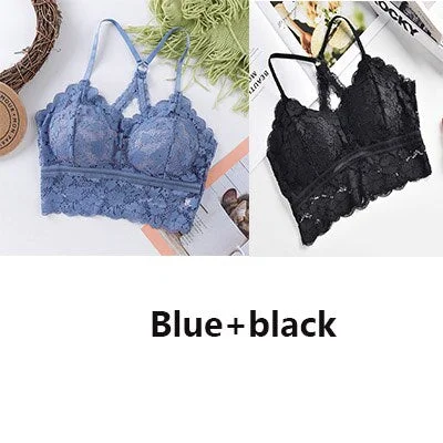 Women Bralette French style lace sexy beauty back bra girl underwear deep V underwear without underwire soft thin seamless bra