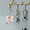 6Pcs Double Side Diamond Art Keyring Keychain Pendant for Home Decor (Cute Elfs)