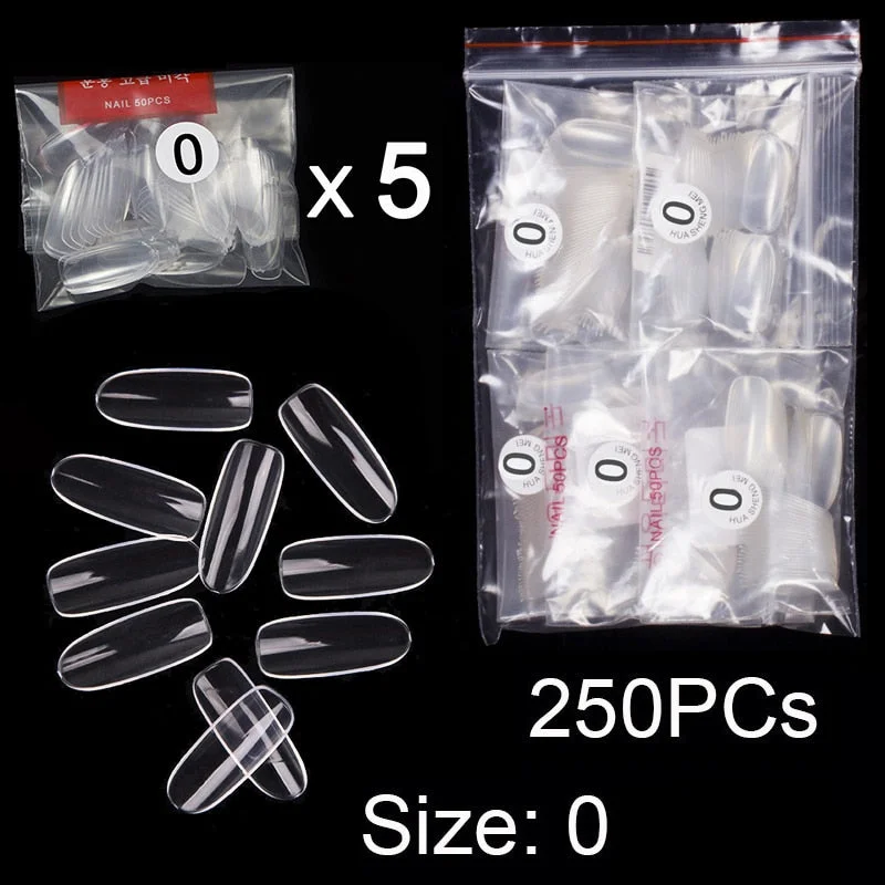 250 PCS Same Size Fake Nails Oval Shape False Nail Tips For Drawing Nail Design Acrylic Full Nails Art Size 0 1 2 3 4 Available-Nail Inspo