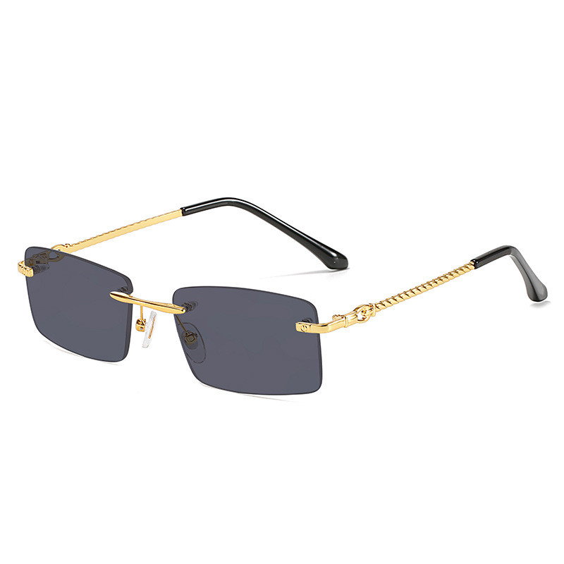 Casual Older Ladies & Men Rimless Square Optical Frame Sunglasses 