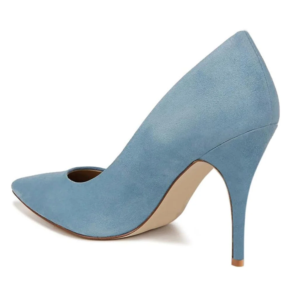 YDN Blue Stiletto Heel Pointed Toe Elegant Pumps for Women