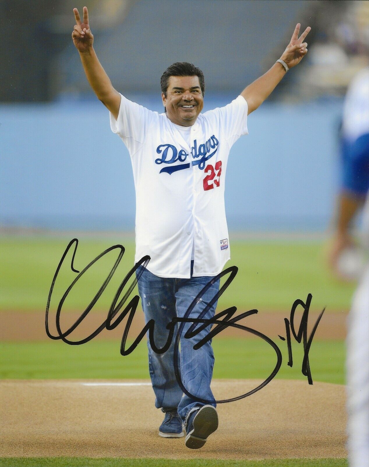 George Lopez comedian REAL hand SIGNED Photo Poster painting #2 COA Dodgers First Pitch