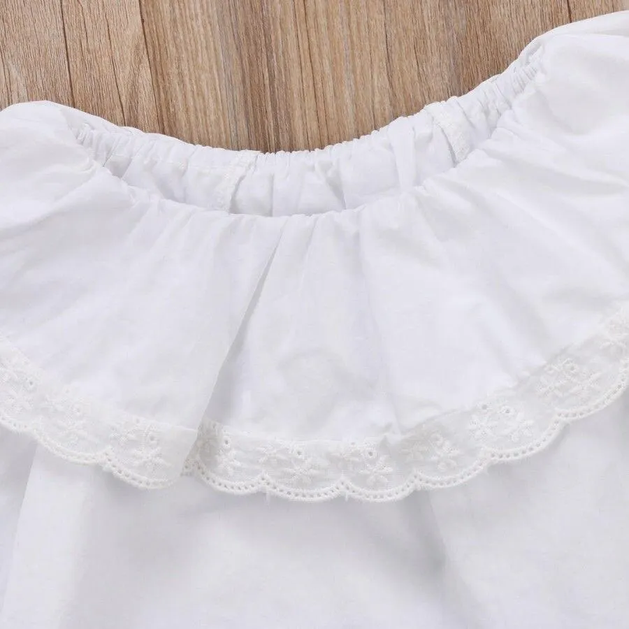 2017 Brand New Newborn Toddler Infant Baby Girls Lace Long Sleeve Tops T-shirts Clothes Solid White Sweet Tops Shirt 0-24M