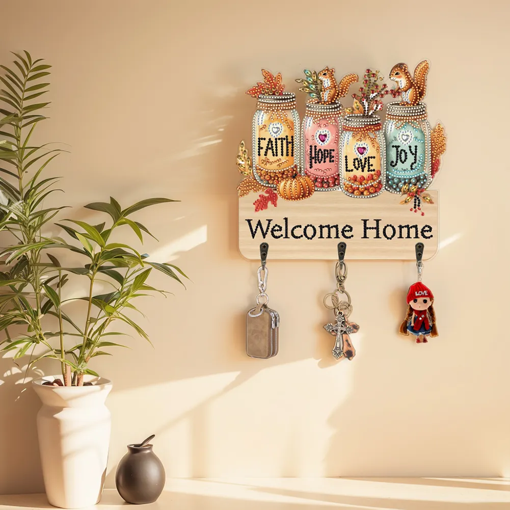 DIY Wooden Vase Diamond Art Hanging Hook Rail Diamond Painting Art Craft Wall Hooks