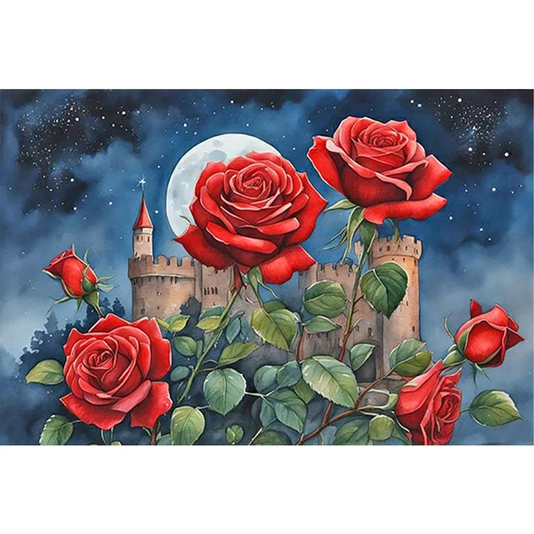 Red Rose 60*40CM (Canvas) Full Round Drill Diamond Painting gbfke