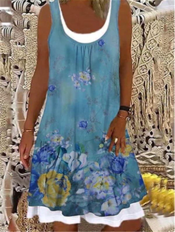 Women's Ethnic Style Long Skirt Short Sleeve Printed Dress