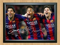 Lionel Messi Suarez Neymar Signed Autographed Photo Poster painting Poster Print Memorabilia A2 Size 16.5x23.4