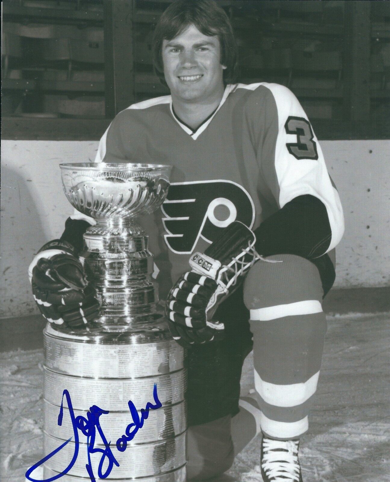 Signed 8x10 TOM BLADON Philadelphia Flyers Photo Poster painting - COA