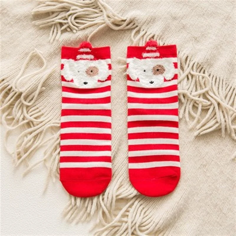 1 Pair Women Socks Casual Winter Christmas Socks David's Deer Cotton Cartoon Keep Warm Cute Lady Girls Sock Christmas Gift 2021