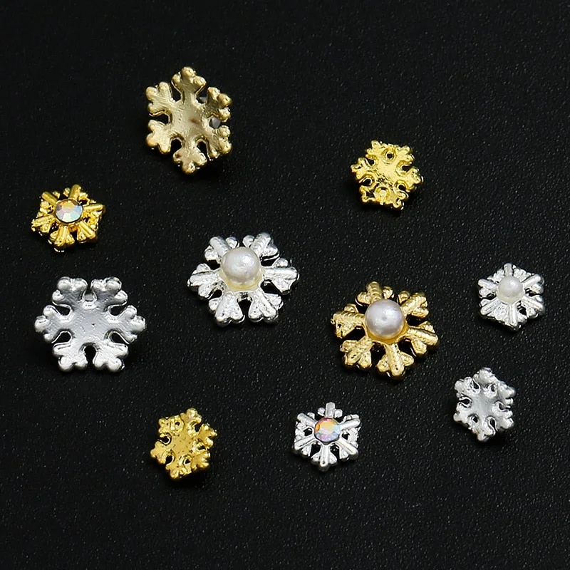 9 Designs Christmas Tree sock snowflake Nail Art Decorations Alloy Metal DIY 3D Nail Rhinestones Accessories Jewelry Tools-Nail Inspo