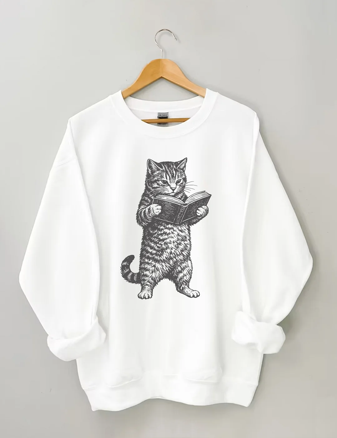 Cat Reading Book Lover Sweatshirt