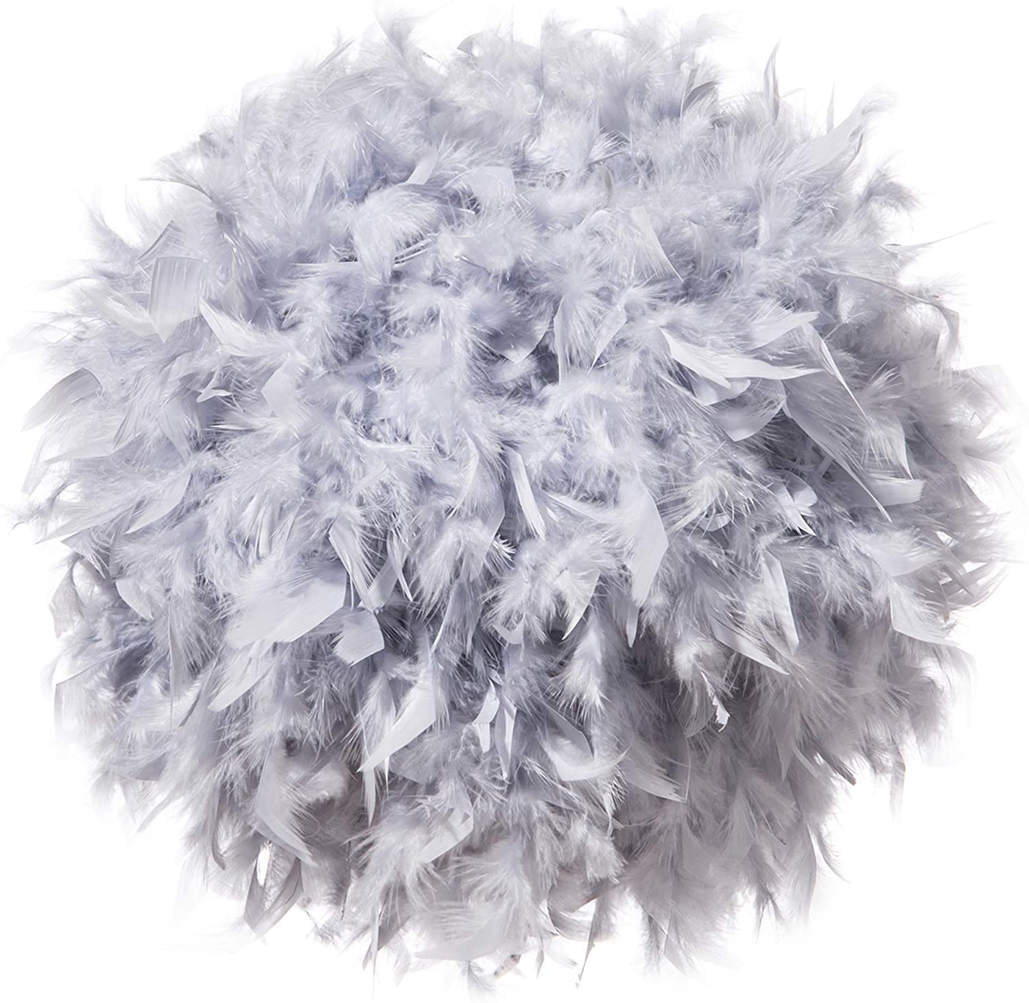 Waneway 19.7 inches Feather Lamp Shade for Ceiling Pendant Light, Lampshade for Table Lamp and Floor Lamp for Living Room, Bedroom, Wedding or Party Decoration, Pink, Grey