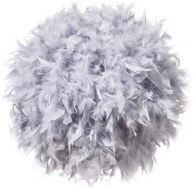 Waneway 19.7 inches Feather Lamp Shade for Ceiling Pendant Light, Lampshade for Table Lamp and Floor Lamp for Living Room, Bedroom, Wedding or Party Decoration, Pink, Grey