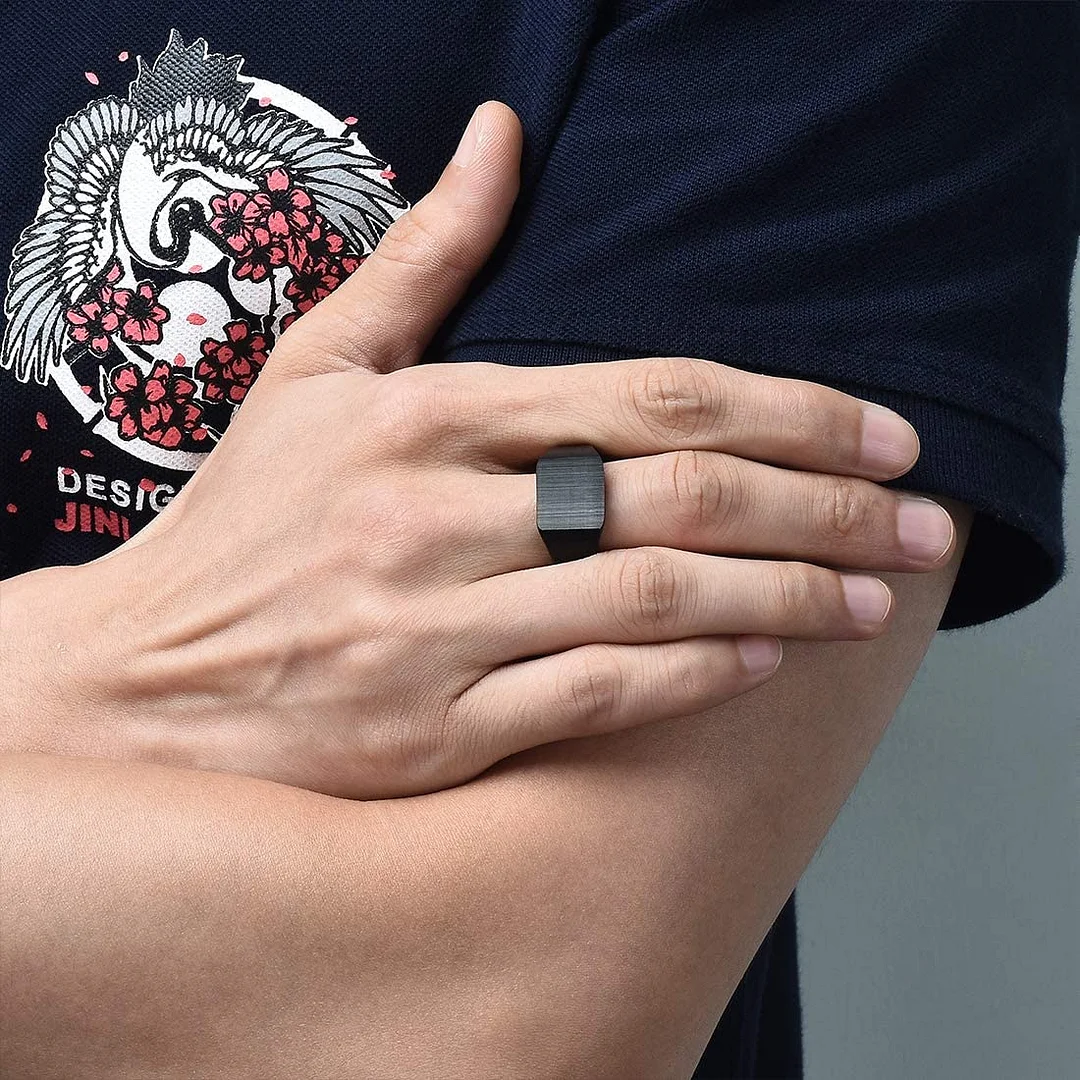 6MM 8MM Women Mens Black Tungsten Carbide Square Shape Matte Finish Surface Tungsten Carbon Fiber Wedding Bands