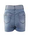 Contrast Binding Ripped Drawstring Denim Skorts