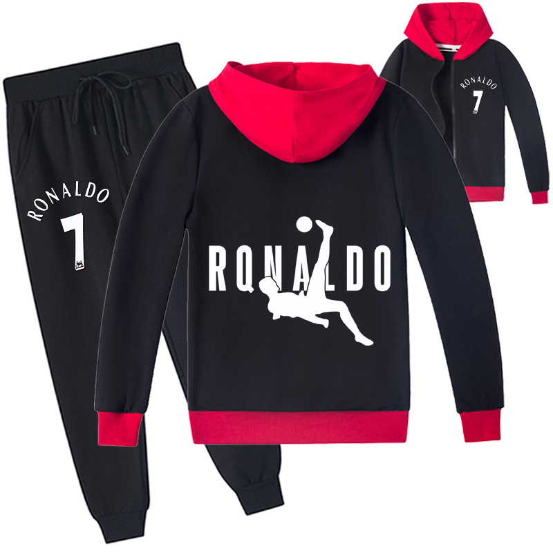 Mayoulove Cristiano Ronaldo Zip Up Set for Kids - Stylish Tracksuit for Boys  Girls, Perfect for Active Play-Mayoulove