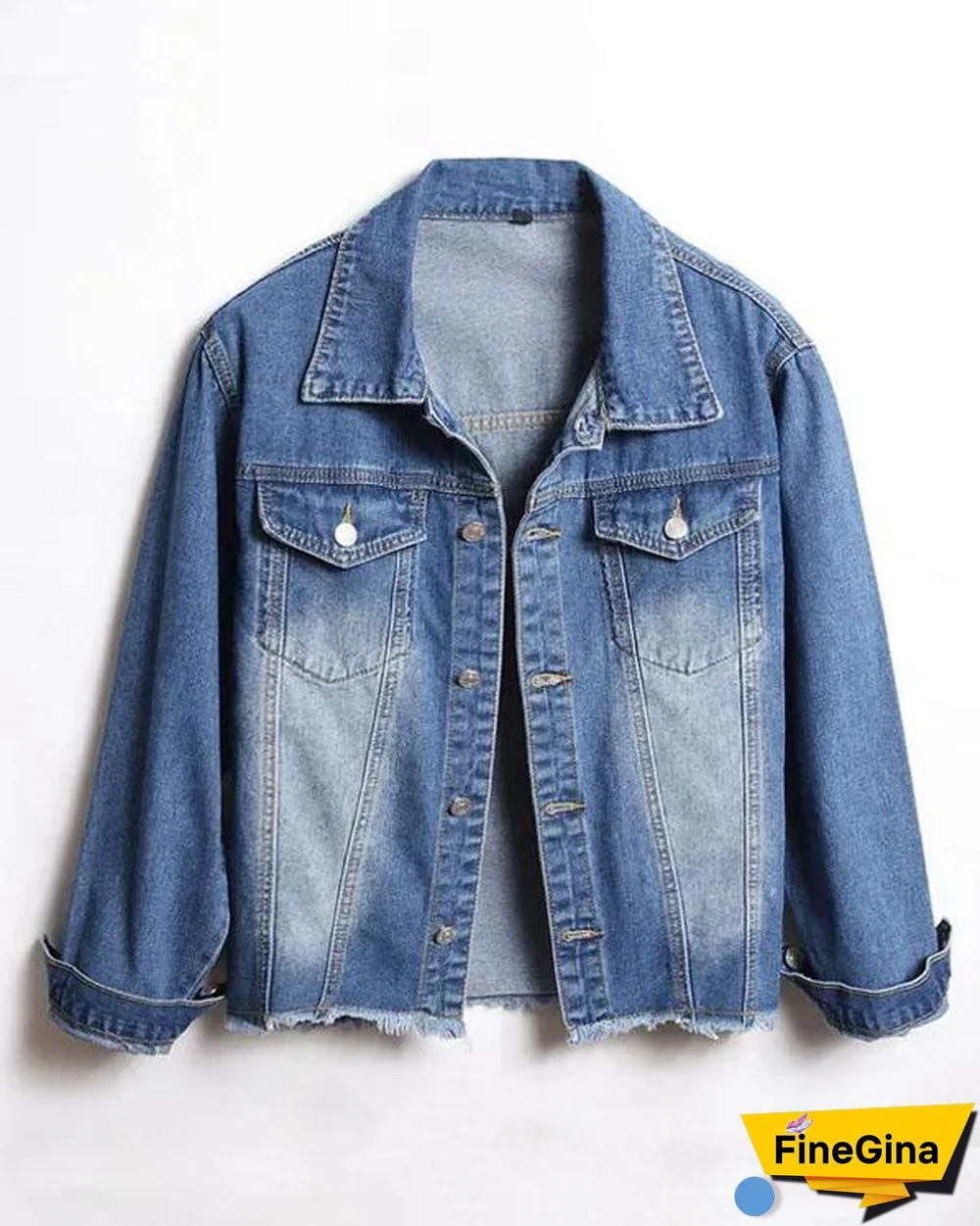 Fashion Burr Edge Denim Jean Jacket