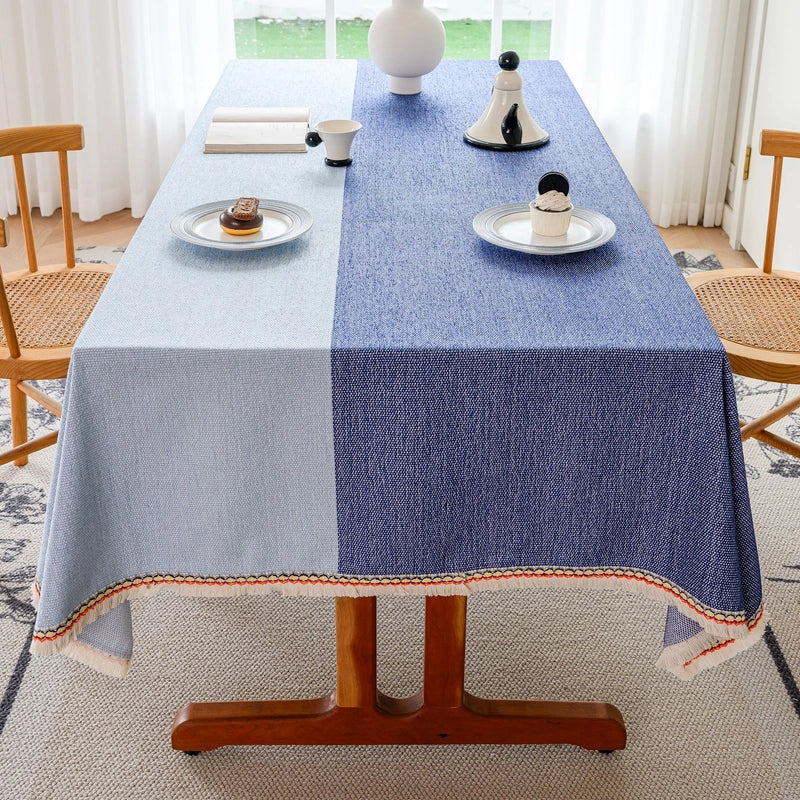 Minimalist Color Block Stripe Polyester Tablecloths