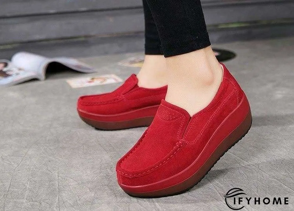 Women's Platform Loafers Flat Shoes Cow Suede Leather Moccasins Shoe | IFYHOME