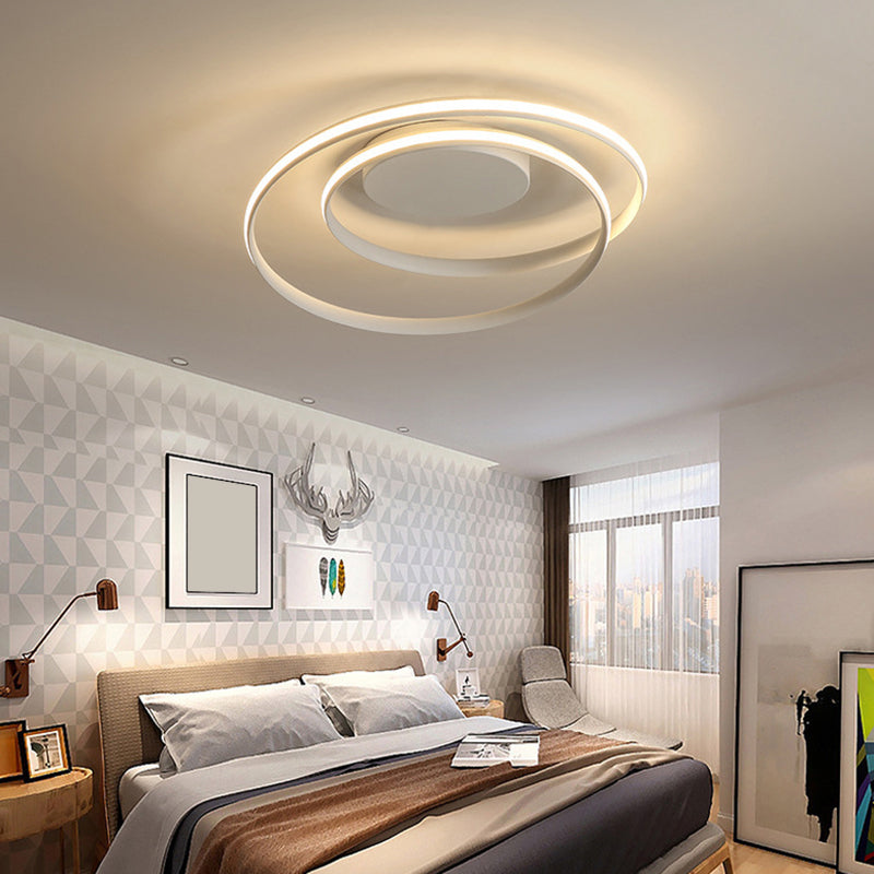 Simple Led Ceiling Light: Aluminum Seamless Curve Flushmount For Bedroom White / 18&rsquo; Warm