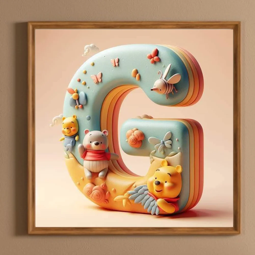 Full Round Diamond Painting 30*30cm - Winnie The Pooh'S 26 Letters G