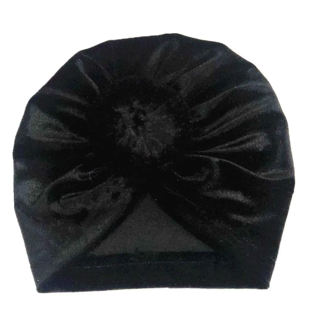 2019 Brand New Toddler Kids Baby Girls Velvet Hats Big Bow Solid Hairband Headband Stretch Turban Knot Head Wrap 17*16.5cm