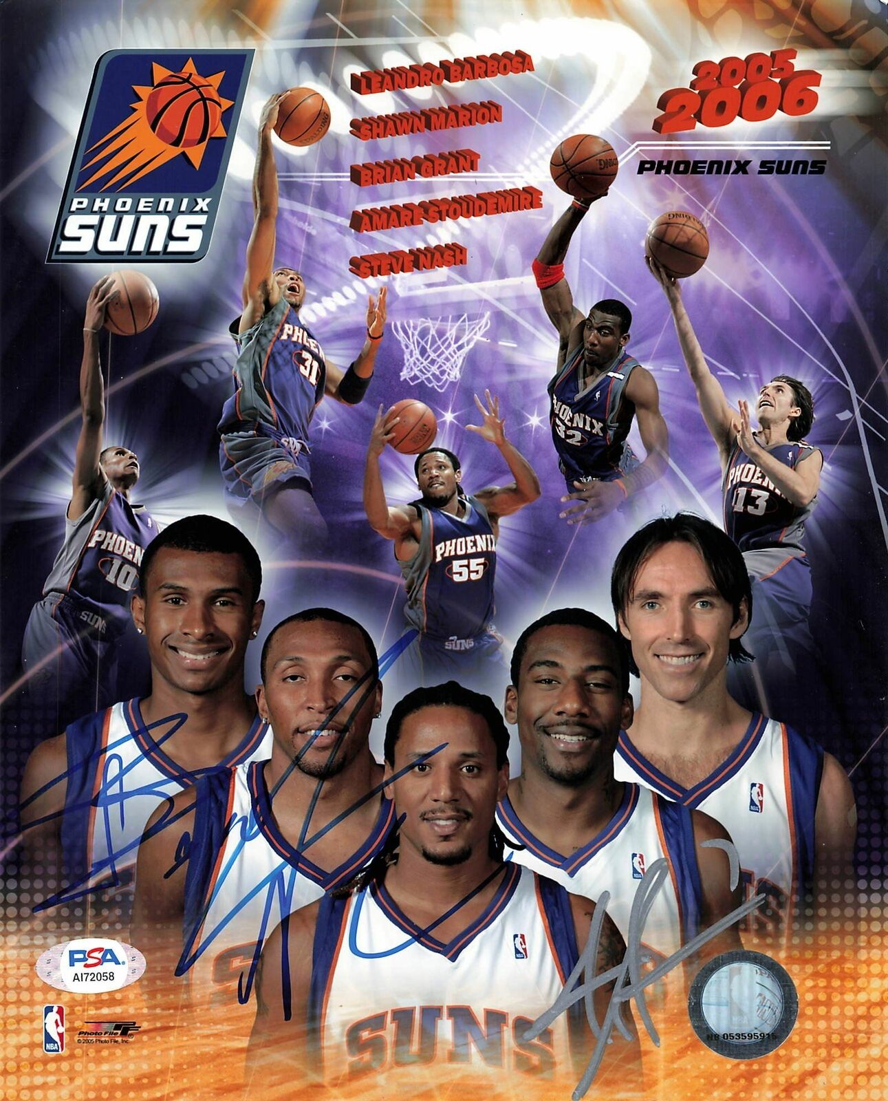 AMARE STOUDEMIRE LEANDRO BARBOSA SHAWN MARION signed 8x10 Photo Poster painting PSA/DNA Phoenix