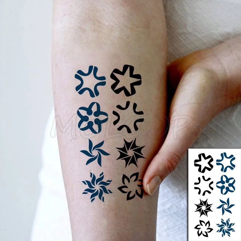 Tattoo Sticker Body Art Black White Drawing Little Element Planet Sun Moon Star Water Transfer Temporary Fake Tatto Flash Tatoo